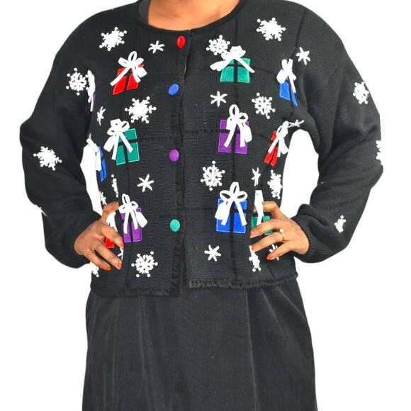 Vintage Christmas Jumper Dress Sweater Matching Set Corduroy Maxi Holiday Large - Picture 4 of 16
